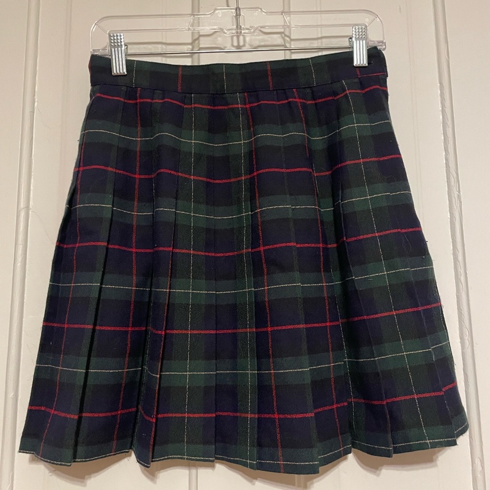 Vintage Pleated Plaid Mini Skirt
